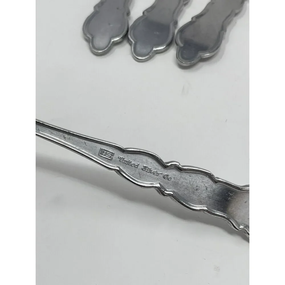 UNITED SILVER US17 Baker Hart & Stuart BST2 Dinner Place Spoons 7 3/8” Set Of 4